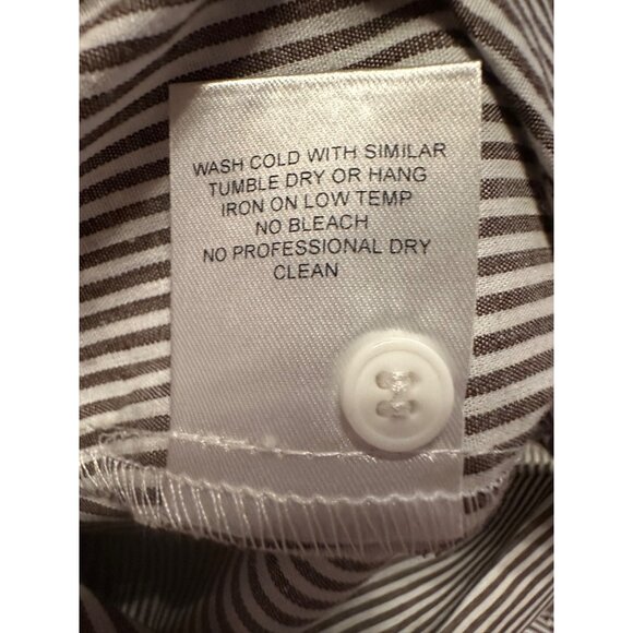 Taylor Tillman Samantha Dress M Brown Striped Cotton Long Sleeve Belted Midi - Picture 2 of 8